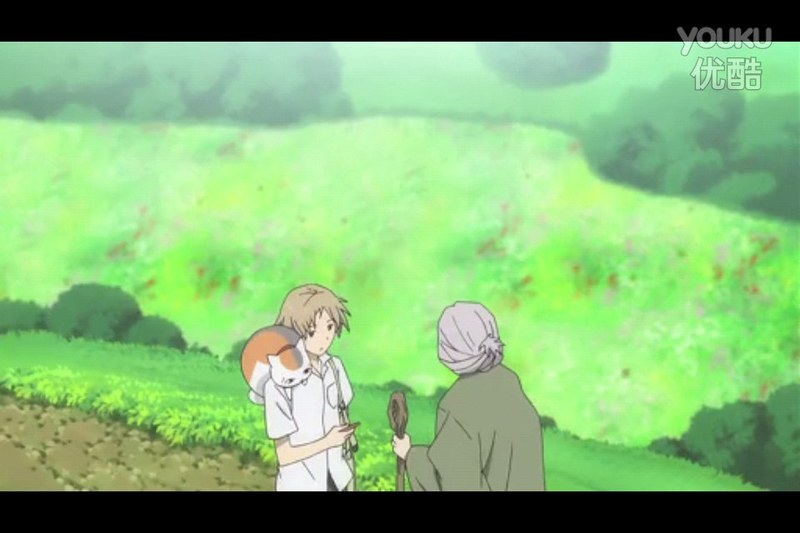 #夏目友人帐#这样的地方看着很舒服～有树有草有花有蝴蝶，我一个人能待一天。。。哦，还有夏目～～～