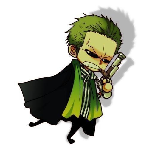 绿色头发，冷酷眼神，左耳三个耳环，手臂缠着黑手帕，腰间绿肚兜，这个身佩三把刀默默站在一旁的男人，就是海贼猎人——罗罗诺亚·索隆。他有着不输给草帽路飞的超强实力！刀一出鞘，寒光四溢，让所有人都不由自主地为之颤抖！他绝对是最值得信任的人！这就是罗罗诺亚·索隆，钢铁一样的男人。