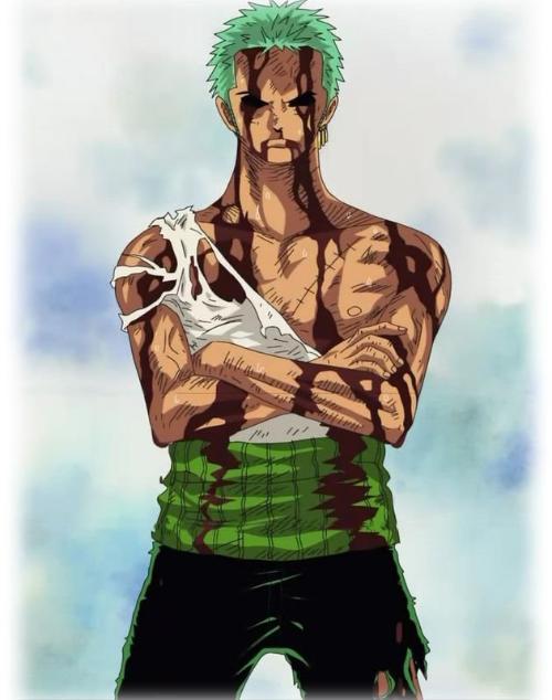 绿色头发，冷酷眼神，左耳三个耳环，手臂缠着黑手帕，腰间绿肚兜，这个身佩三把刀默默站在一旁的男人，就是海贼猎人——罗罗诺亚·索隆。他有着不输给草帽路飞的超强实力！刀一出鞘，寒光四溢，让所有人都不由自主地为之颤抖！他绝对是最值得信任的人！这就是罗罗诺亚·索隆，钢铁一样的男人。