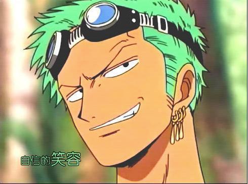 绿色头发，冷酷眼神，左耳三个耳环，手臂缠着黑手帕，腰间绿肚兜，这个身佩三把刀默默站在一旁的男人，就是海贼猎人——罗罗诺亚·索隆。他有着不输给草帽路飞的超强实力！刀一出鞘，寒光四溢，让所有人都不由自主地为之颤抖！他绝对是最值得信任的人！这就是罗罗诺亚·索隆，钢铁一样的男人。