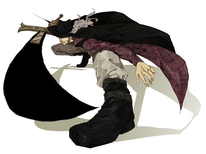 黑色短发，老鹰般锐利的黄色双瞳，蓄著短胡，头戴缀有白绒毛的黑礼帽，经常穿着酒红色的花纹上衣。个性沉稳冷静，剑术非常高超，刚柔兼备，挥出的剑压可直接改变子弹的轨道，被公认为“世界最强的剑士”。罗罗诺亚·索隆在与他交手后把他当做超越的对象，要打败他继而成为世界第一的剑士。