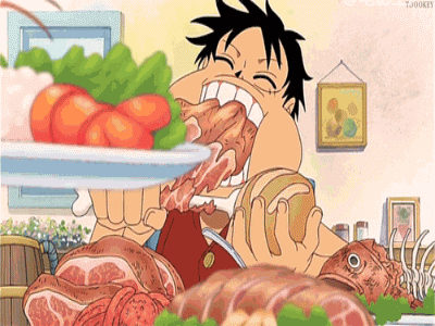 有一种死吃不胖的吃货叫路飞~~各种羡慕嫉妒恨呐~！！