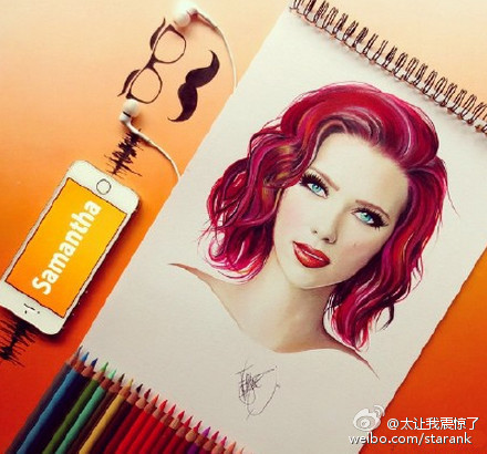 【会画画的都是大神】艺术家 Vsantaolalla 用不同色系的铅笔画画！一个个明星大咖瞬间活跃在纸上！真的太赞了！