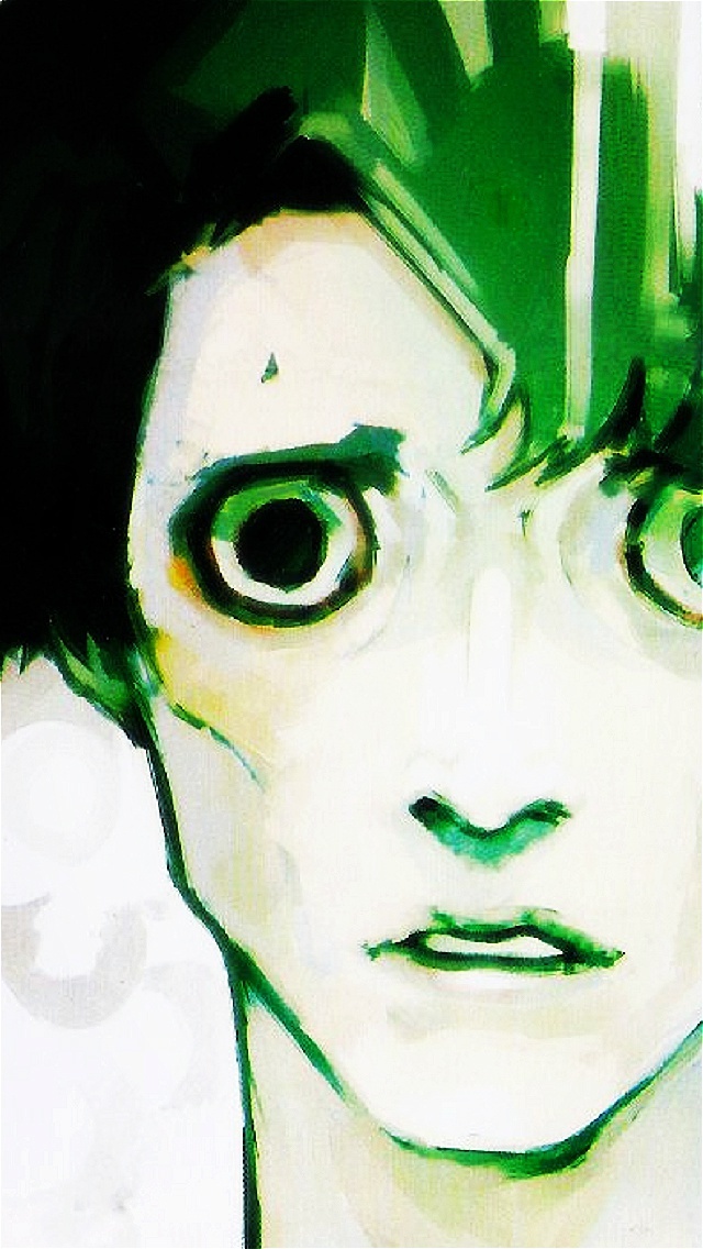 1月8日发售的YJ内附赠的有关东京食尸鬼:re的海报截图，iPhone5/5S的尺寸。图源：imgur