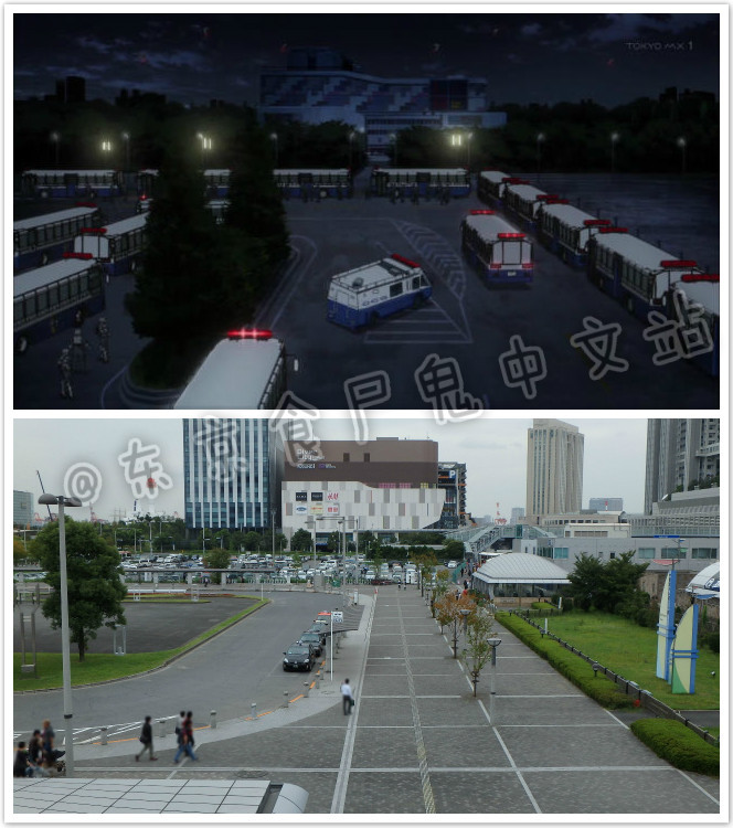 东京食尸鬼动画第一季的11、12集，和第二季的第1集所涉及到的场景，基本上都是在富士电视台附近的，壁虎的拷问间有可能就是在富士电视台里面进行的。还有第二季第1集的那个桥，就是日本的彩虹大桥。