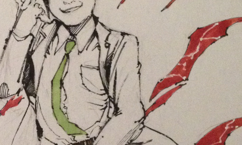 东京食尸鬼作者石田先生更新了一张喰种搜查官招募的半身手稿，很期待是谁哦！之前的一张手稿是来自明星：本乡奏多。期待多多在re里面的表现！！