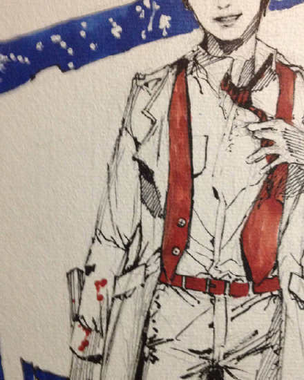 东京食尸鬼作者石田先生更新了一张喰种搜查官招募的半身手稿，很期待是谁哦！之前的一张手稿是来自明星：本乡奏多。期待多多在re里面的表现！！