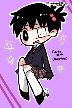 #东京食尸鬼# 萌萌哒女装梗，图三是根据官方素材修改的。画师：ritsunekohoneybee