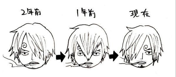 #海贼王#[哈哈]山治两年发型渐变！