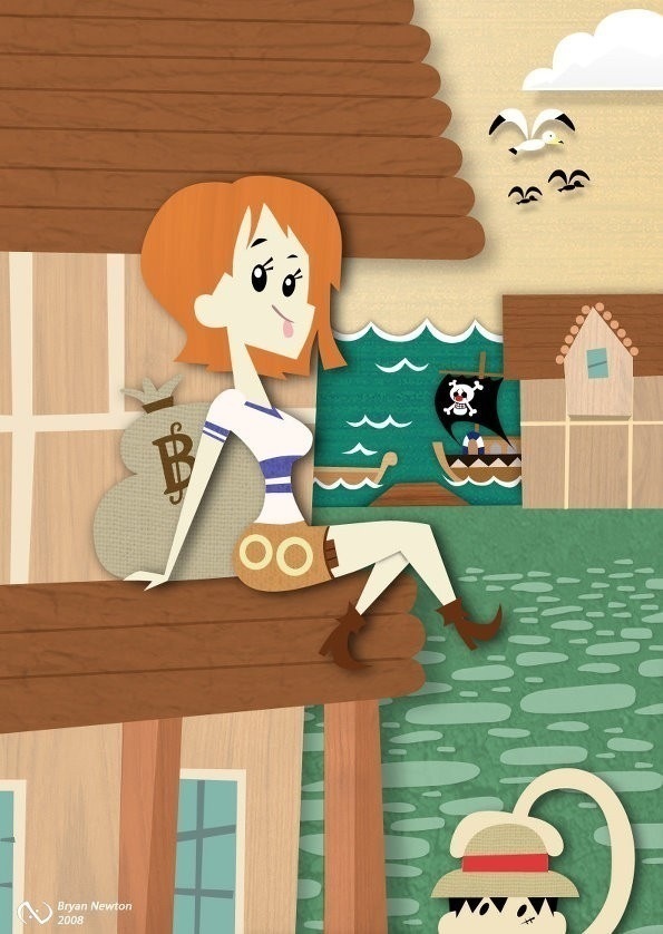 这一套画风很赞啊 貌似是毕加索穿越过来画的，看来毕加索也喜欢海贼王