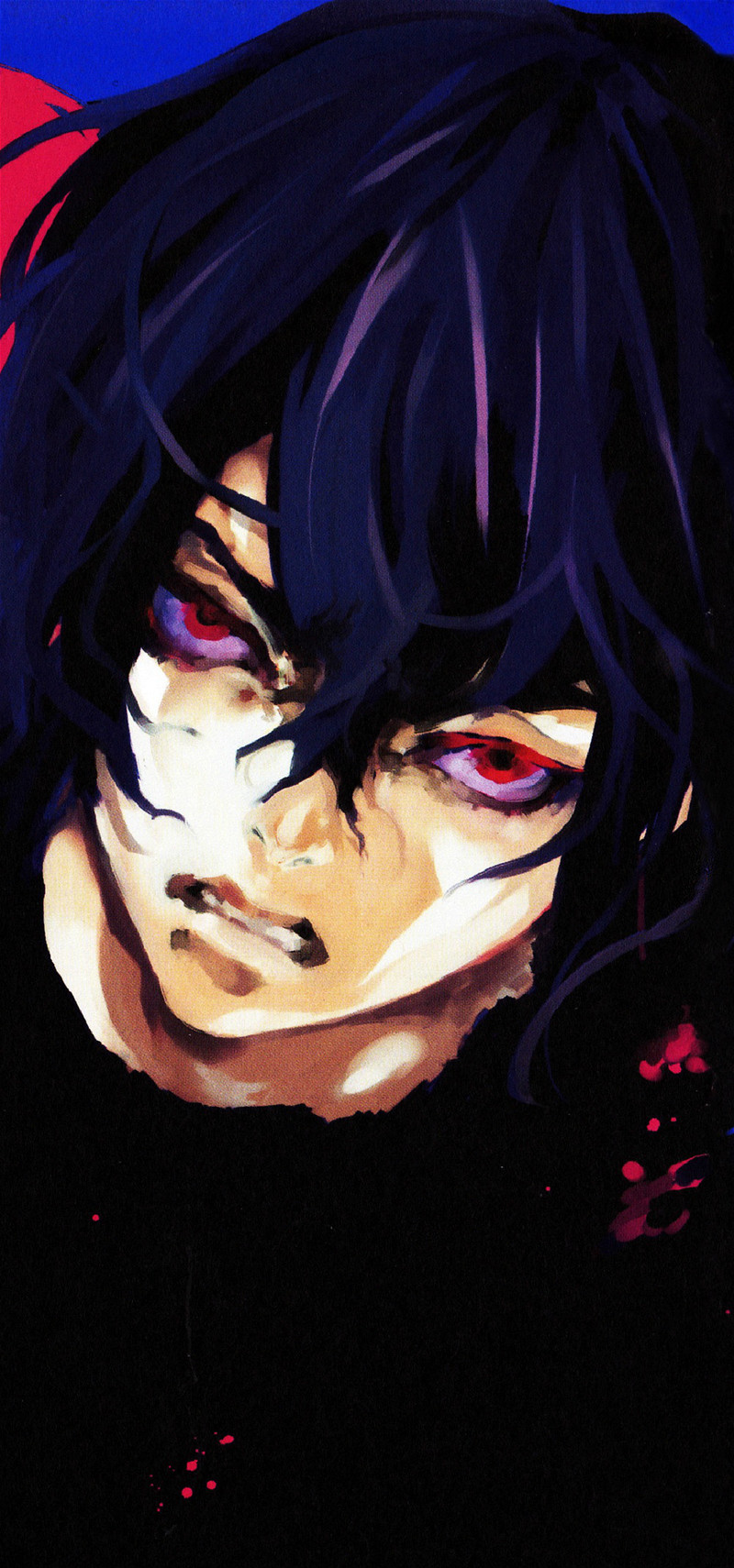 #东京食尸鬼# zakki画册有关青桐树人物的自截图，手机壁纸尺寸。