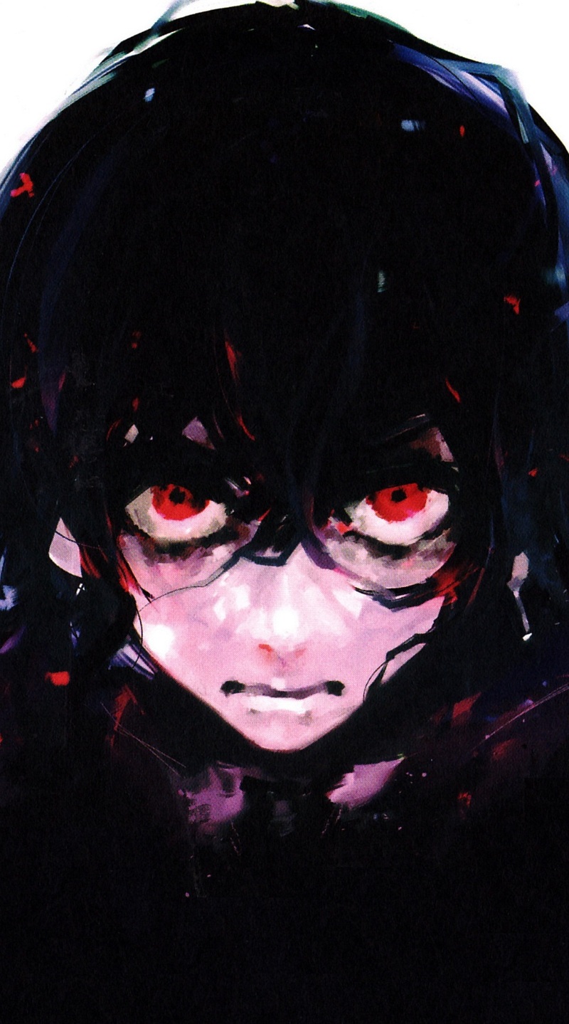 #东京食尸鬼# zakki画册有关青桐树人物的自截图，手机壁纸尺寸。