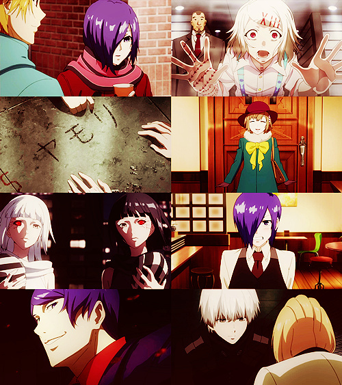 #东京食尸鬼# 第3集的动画图片集锦。小小的透露一下，第四集开始介绍23区的喰种收容所，以及青桐树袭击收容所。