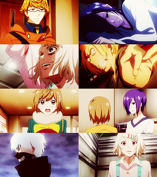 #东京食尸鬼# 第3集的动画图片集锦。小小的透露一下，第四集开始介绍23区的喰种收容所，以及青桐树袭击收容所。