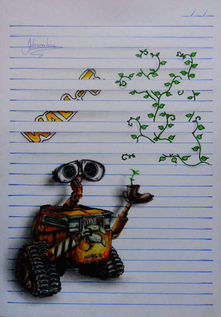 竟然在纸上画出了3D的效果，简直太酷炫了~大触请收下我的膝盖...其实就是画完素描之后加上线条