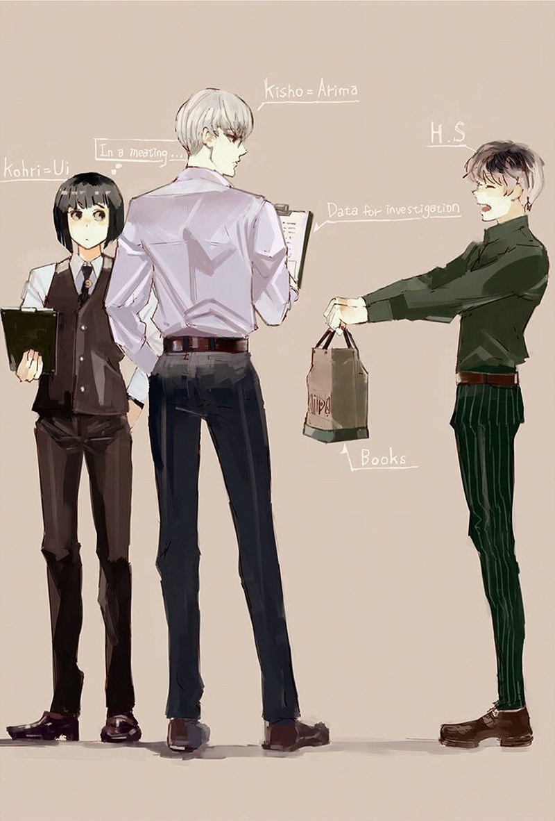 #东京食尸鬼# 东京食尸鬼:re第1卷内附彩页的扫描图。