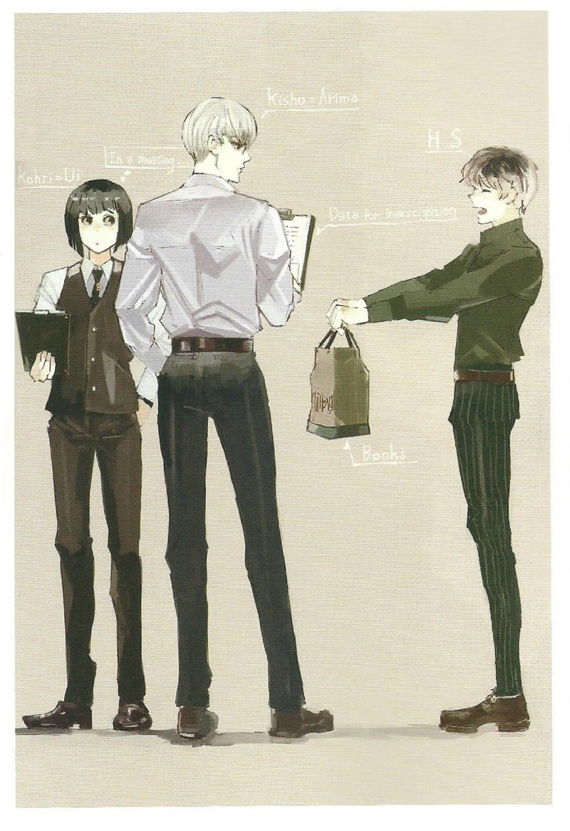 #东京食尸鬼# 东京食尸鬼:re第1卷内附彩页的扫描图。