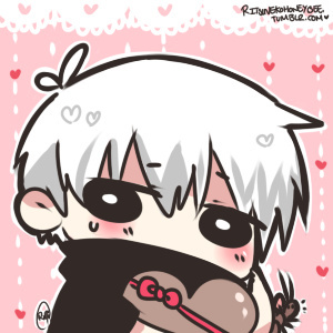 #东京食尸鬼# 金木研/佐佐木的情人节头像。看到这么萌的他，仿佛可以忘记一切痛苦！要好好活下去啊！！！感谢汤不热画师：ritsunekohoneybee