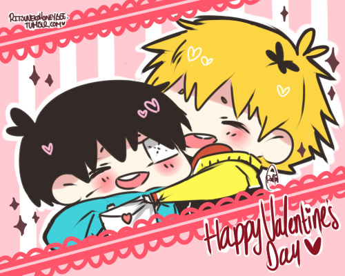 #东京食尸鬼# 情人节贺图，画风萌萌哒！小天使你开心就好！画师：ritsunekohoneybee