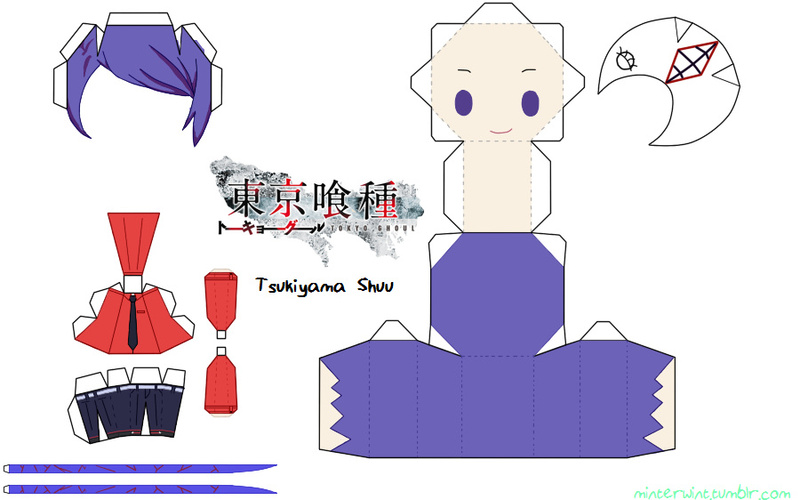 #东京食尸鬼# 汤主：minterwint是一个纸盒人谜，做了不少纸盒人的模型。分享一些东京食尸鬼的人物模型给大家。