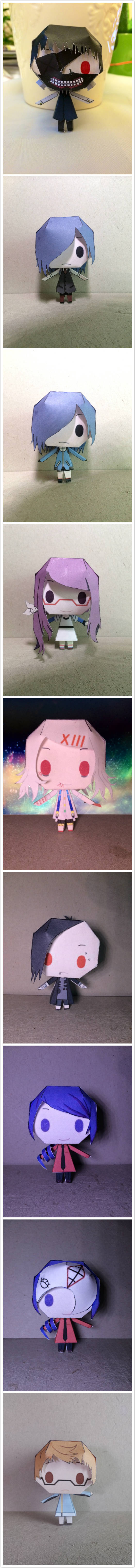 #东京食尸鬼# 汤主：minterwint是一个纸盒人谜，做了不少纸盒人的模型。分享一些东京食尸鬼的人物模型给大家。