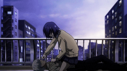 #东京食尸鬼# 动画第二季，第7集，董香和金木在天桥上谈话的动画、漫画对比图。