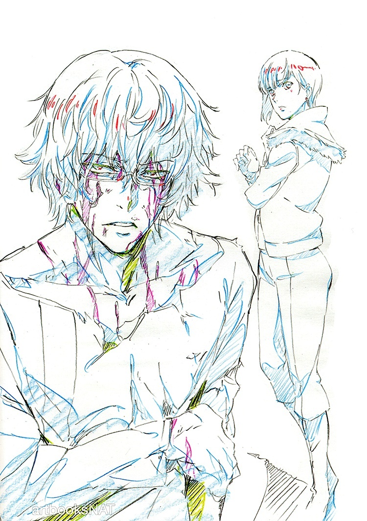 #东京食尸鬼# 东京食尸鬼人设三輪和宏在C87放出的动画原画。