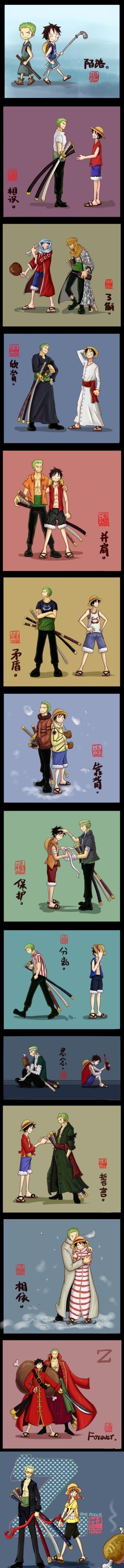  【见证路飞和索隆一路走来的友情】两个大白痴一路航行，并肩互助，互相勉励，为了友情和梦想将生死置之度外。这等友情，招人羡慕！