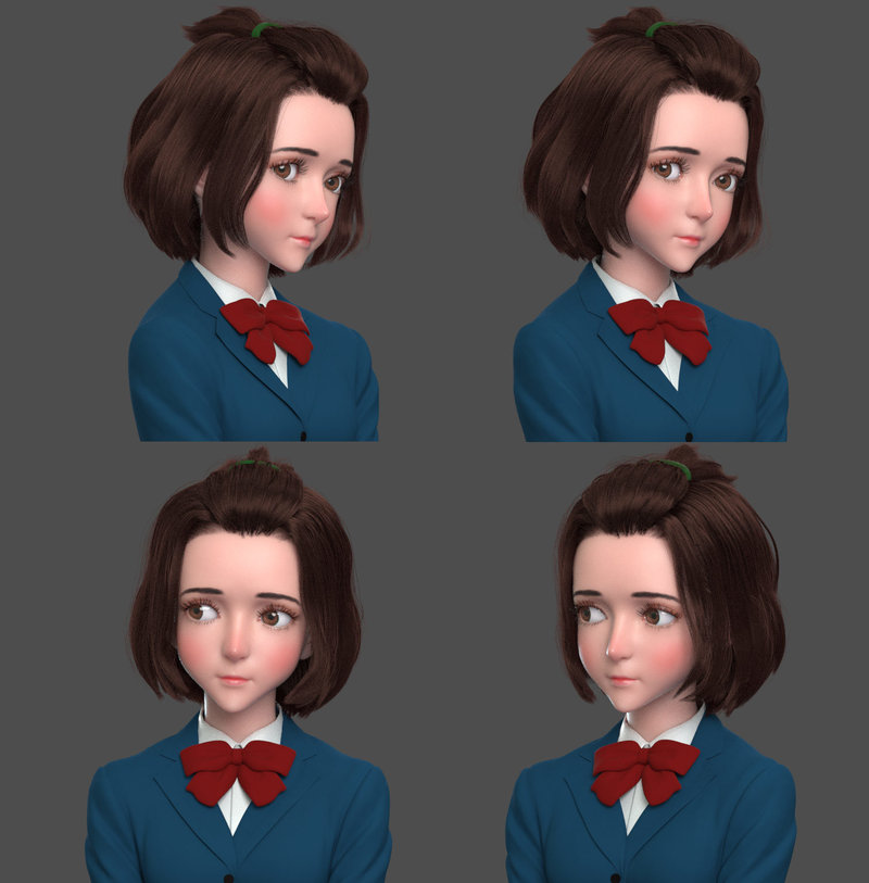 #寄生兽#一个游戏模型师做的女主3D模型，简直美呆了~