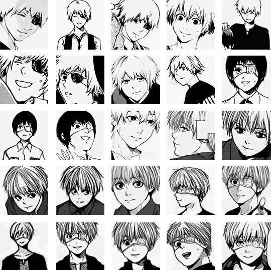 #东京食尸鬼# 还有没有人知道 你的微笑像拥抱 多想藏着你的好 只有我看得到 （漫画中金木的185张笑脸）