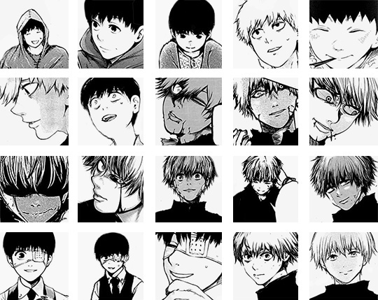 #东京食尸鬼# 还有没有人知道 你的微笑像拥抱 多想藏着你的好 只有我看得到 （漫画中金木的185张笑脸）