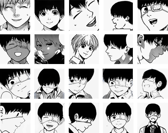 #东京食尸鬼# 还有没有人知道 你的微笑像拥抱 多想藏着你的好 只有我看得到 （漫画中金木的185张笑脸）