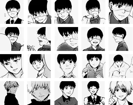 #东京食尸鬼# 还有没有人知道 你的微笑像拥抱 多想藏着你的好 只有我看得到 （漫画中金木的185张笑脸）