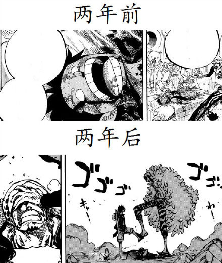 两年前，顶上之战罗冒死相救路飞。两年后，德雷斯罗萨路飞奋不顾身相救罗。两次都是因为对方失去最爱的人的时候！历史总是惊人的相似。当别人在身心苦难的时候去帮一把，没有比这更温暖的事了！"o((>ω< ))o"