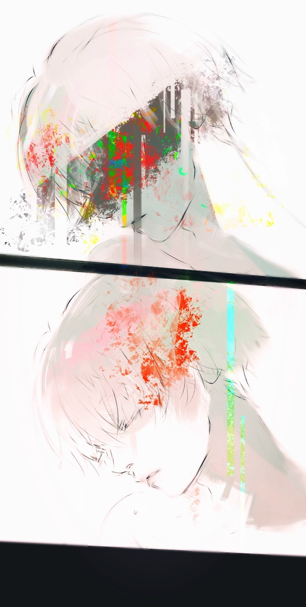 东京食尸鬼作者石田的部分手稿修改图，他的画风在日本动漫家里面算是一个另类吧，个人感觉特别有艺术家的气质！[思考]