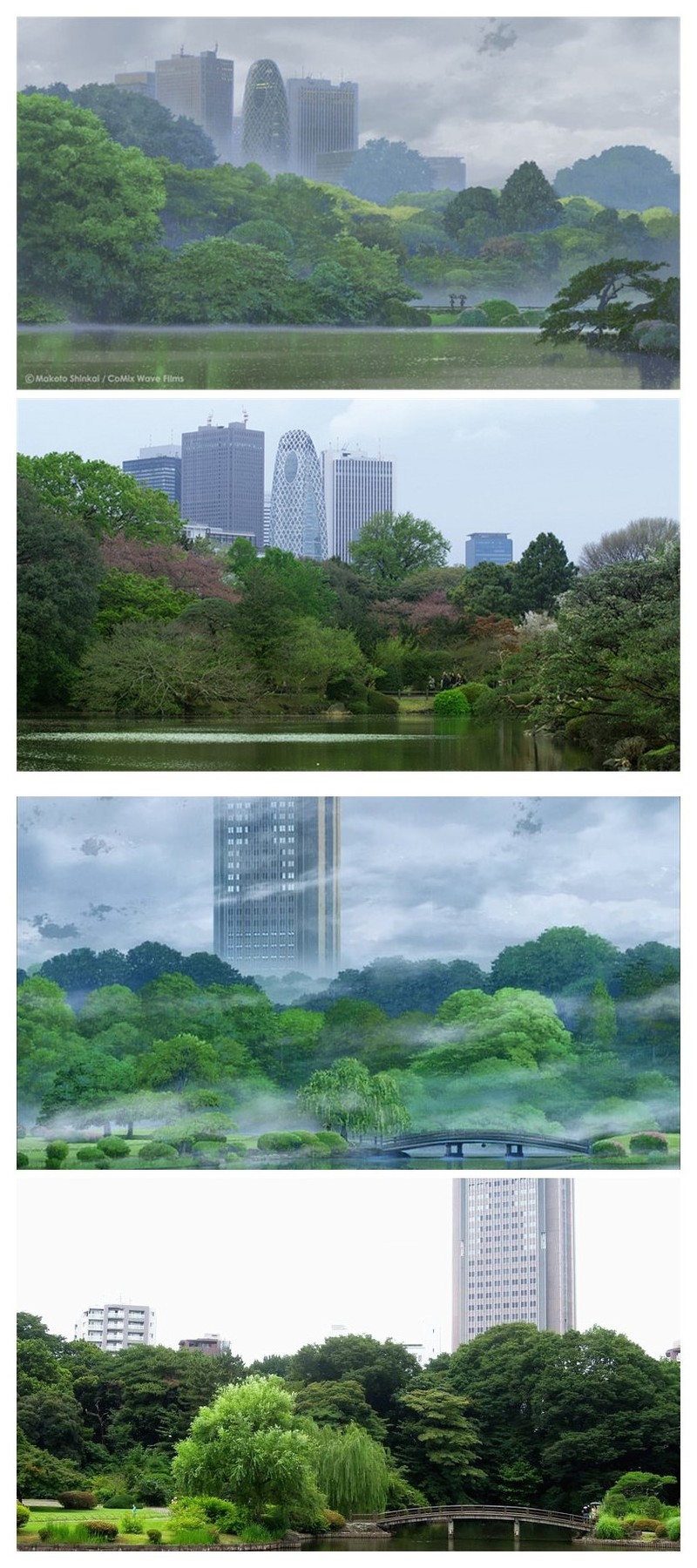 画美风景更美，二次元三次元完美的令人心悸，有没有成为画中人的冲动^_^---出自新海诚的动画【言叶之庭】