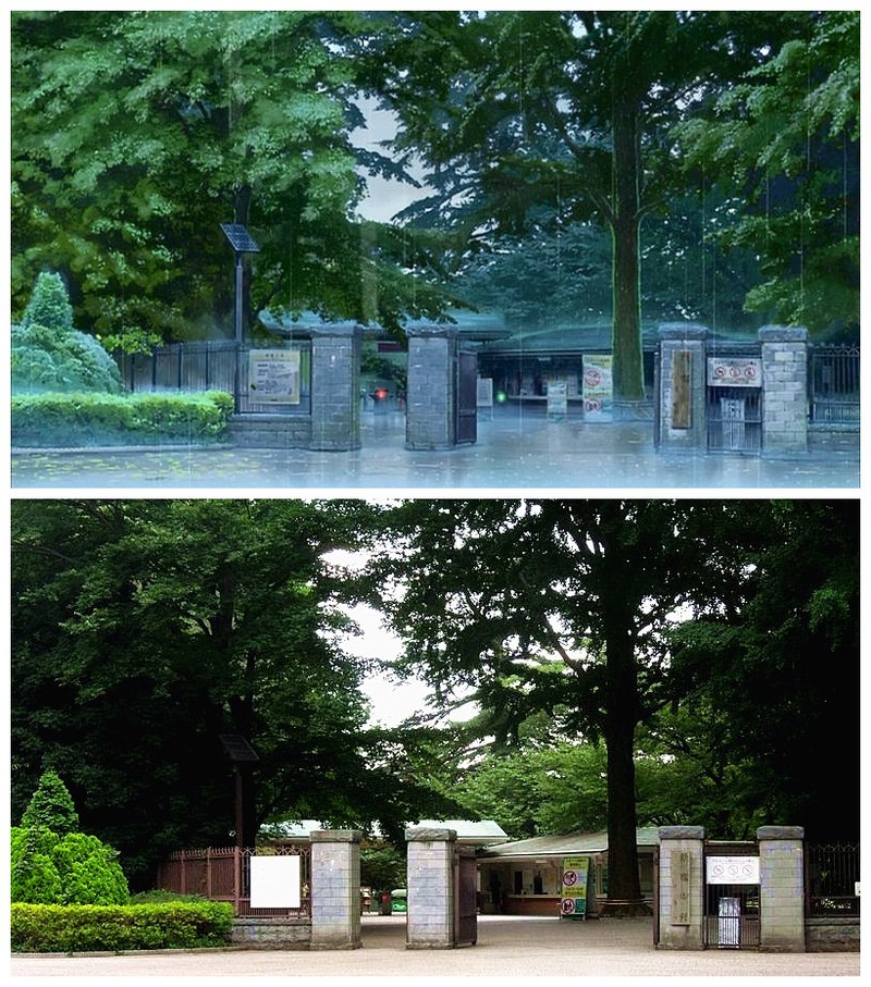 画美风景更美，二次元三次元完美的令人心悸，有没有成为画中人的冲动^_^---出自新海诚的动画【言叶之庭】