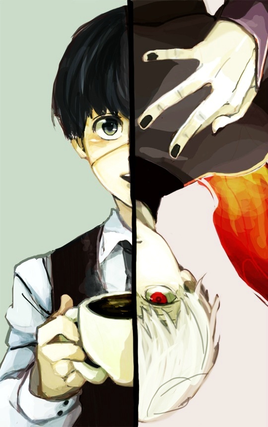 东京食尸鬼壁纸，黑白金木，不对称之美