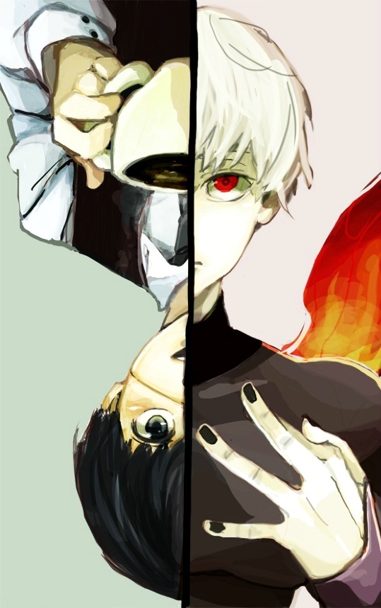 东京食尸鬼壁纸，黑白金木，不对称之美