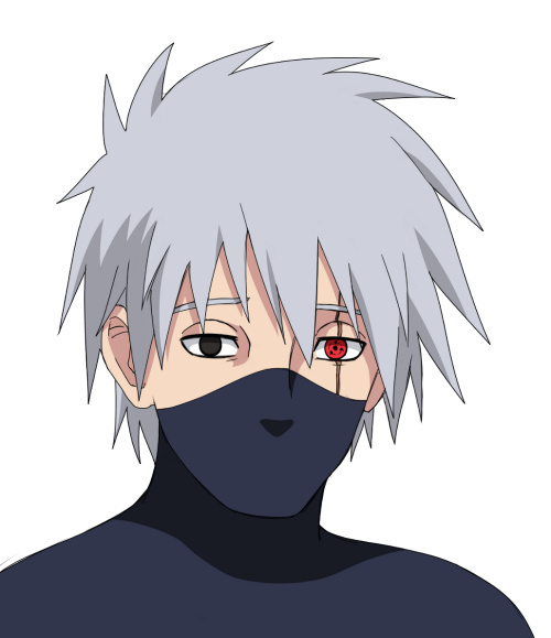 卡卡西森森面罩前后对比图(￣ε￣*)