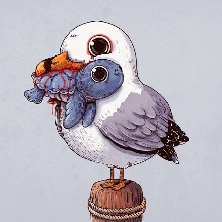 芝加哥艺术家Alex Solis把食物链画面用萌萌哒画风表达！大家来感受下m(_ _)m