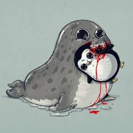 芝加哥艺术家Alex Solis把食物链画面用萌萌哒画风表达！大家来感受下m(_ _)m