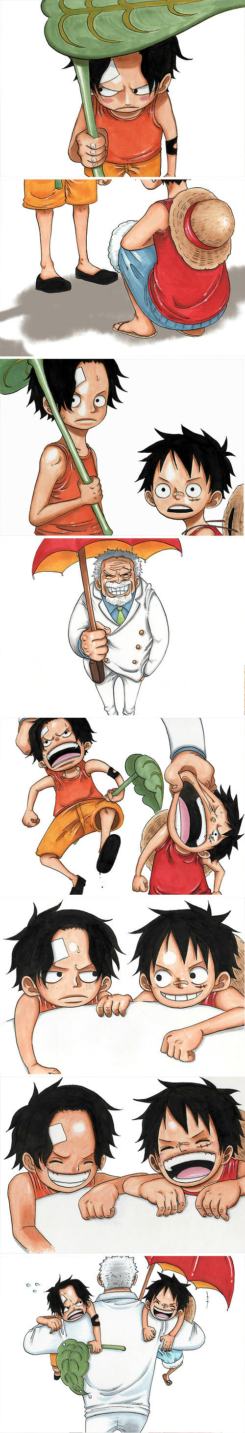 艾斯，卡普，路飞，好温馨的说[哈哈]