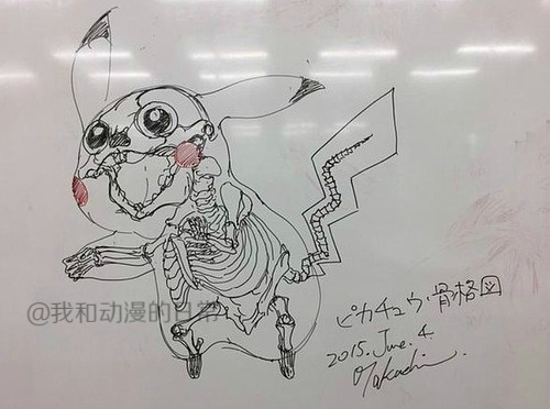 二次元这种东西……认真你就输了
近日日本某古生物复原画家应学生的要求画出了皮卡丘的骨骼结构，和可爱外表不同，皮卡丘的骨骼图略显惊悚。
其实我一直都觉得皮卡丘没有骨头，是软的。[哈哈]