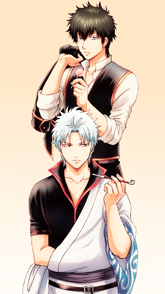 #银魂# 分享一组坂田银时×土方十四郎的手机壁纸，有木有人萌这一对的？