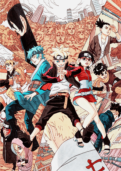 这是曾做过岸本助手时期的池本幹雄画的一些火影图，虽然有点不大适应博人传由这种画风来作画，但池本的画还是挺有个人特色，希望正篇连载的时候能有些惊喜吧。