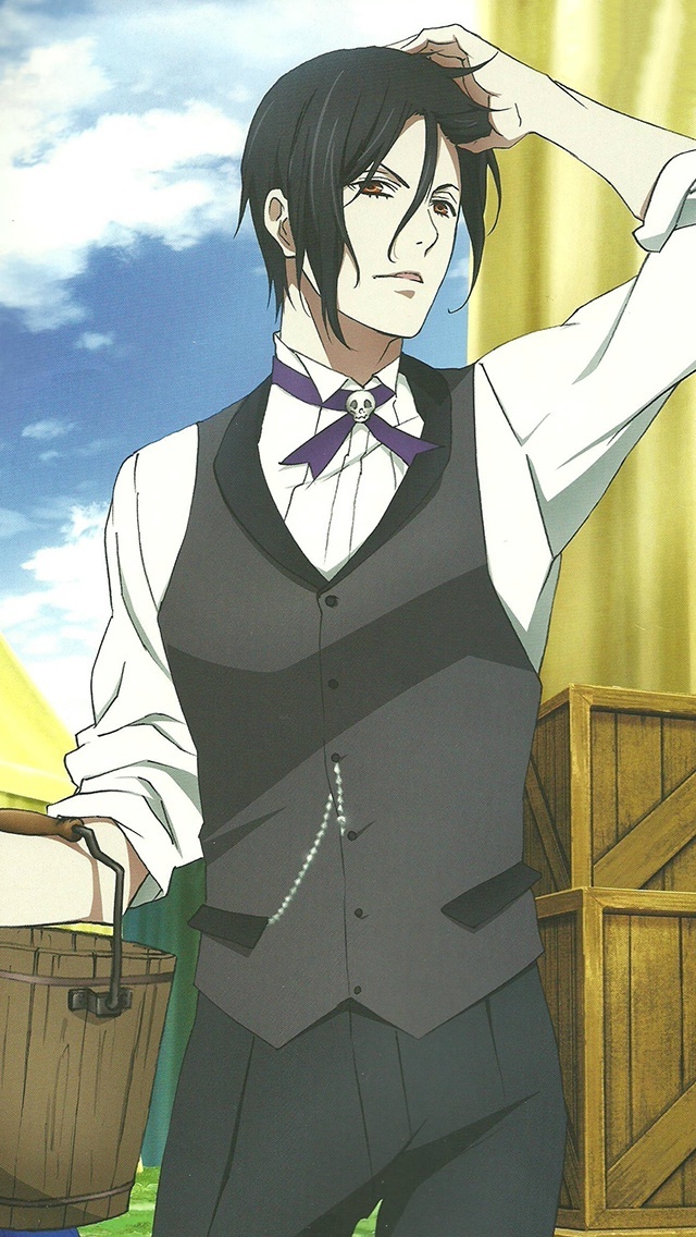 一组#黑执事# 塞巴斯的手机壁纸。男神帅哭了[可怜]分分钟舔屏！！