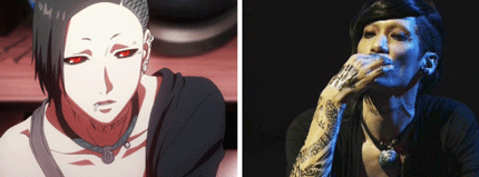 東京喰種动画角色VS舞台剧演员表演 对比图。