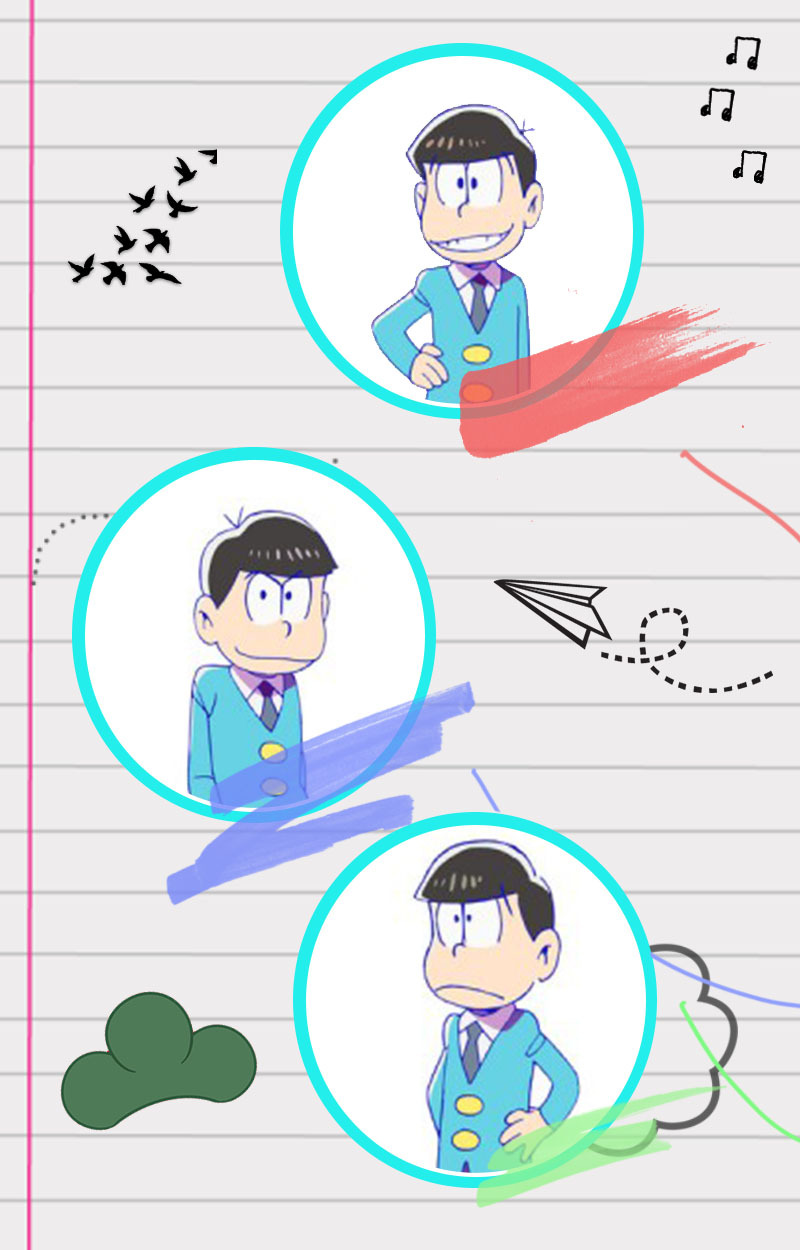 阿松六兄弟的手机壁纸一组。外形相似却性格迥异的六胞胎，你最喜欢哪个？