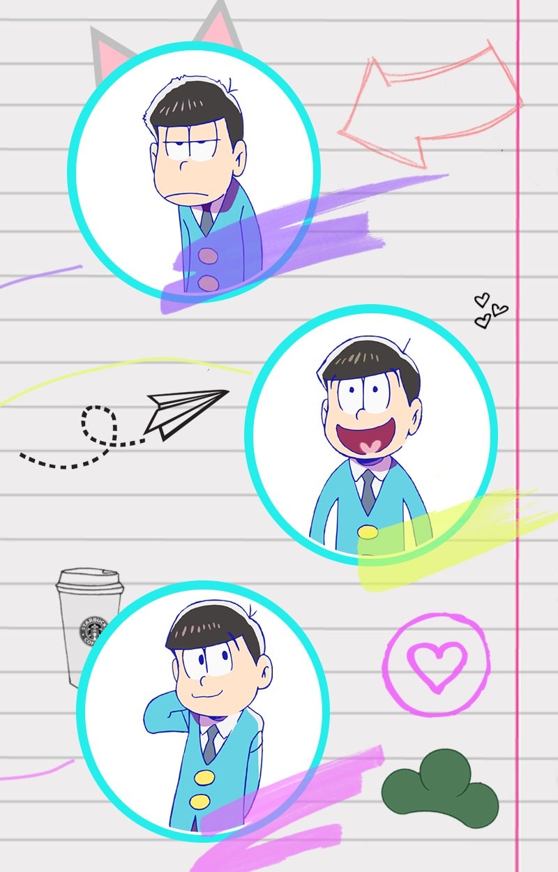 阿松六兄弟的手机壁纸一组。外形相似却性格迥异的六胞胎，你最喜欢哪个？